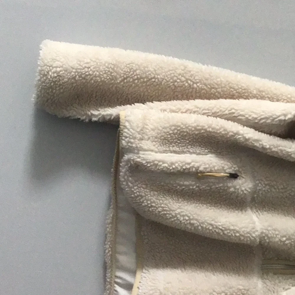 NORTH FACE cream tan neutral Sherpa cropped pullover crop jacket half zip - Picture 2 of 14